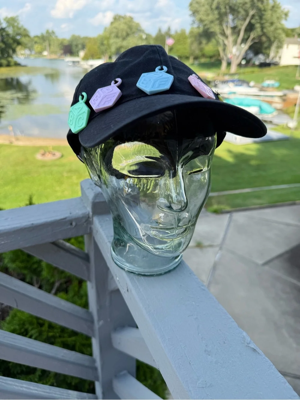 Women Black Baseball Cap with Pastel Charms one size fit all